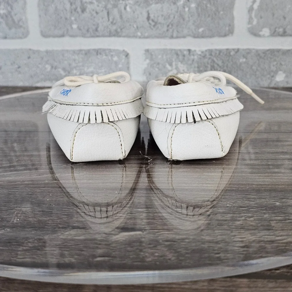 Vintage Disney Pocahontas Moccasins White‎ Leather Fringe Shoes Toddler Girls  7